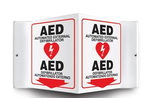 3D BILINGUAL AED PROJECTION SIGN 12 x 9 - Automatic Defibrillators